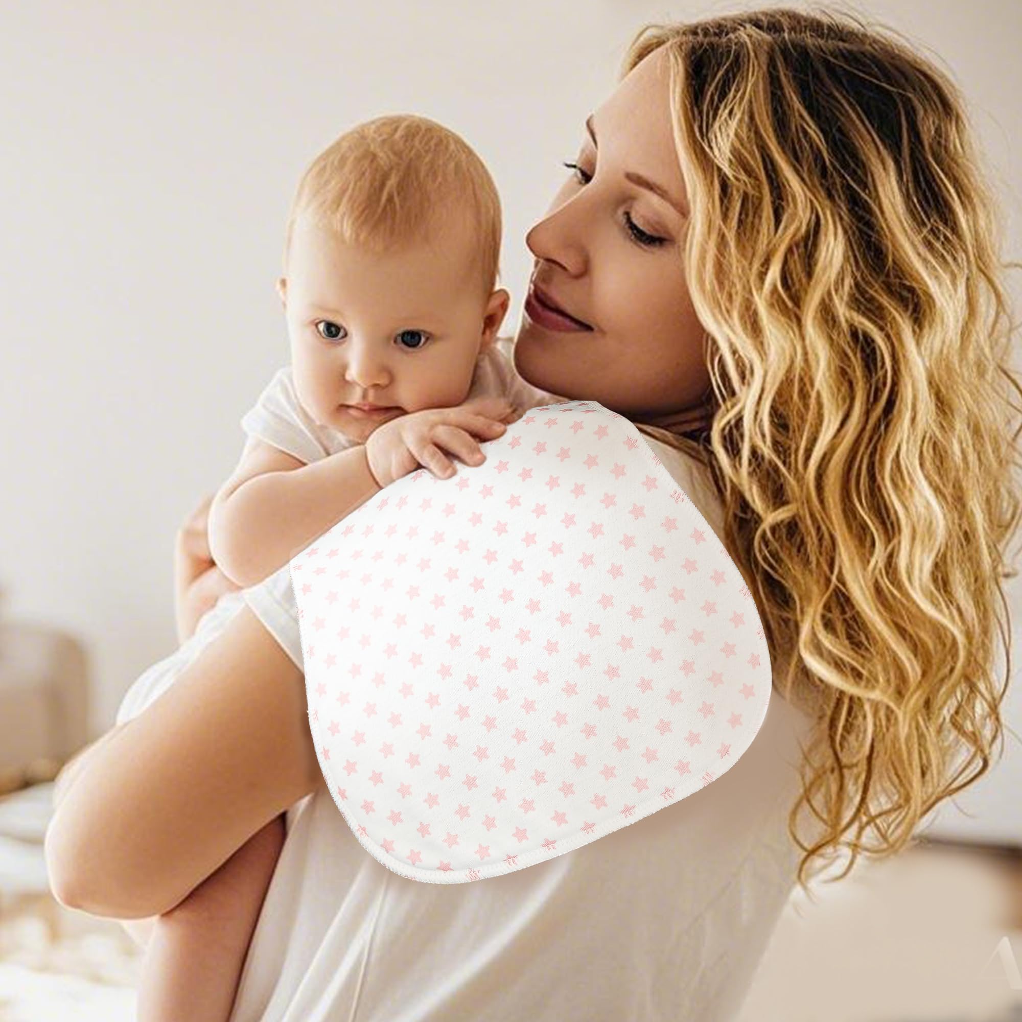 Versatile Benoxine burp cloths can be used as bibs or pillow towels.