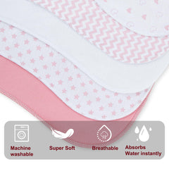 Benoxine burp cloths feature a non-slip fleece back for secure placement during feeds.
