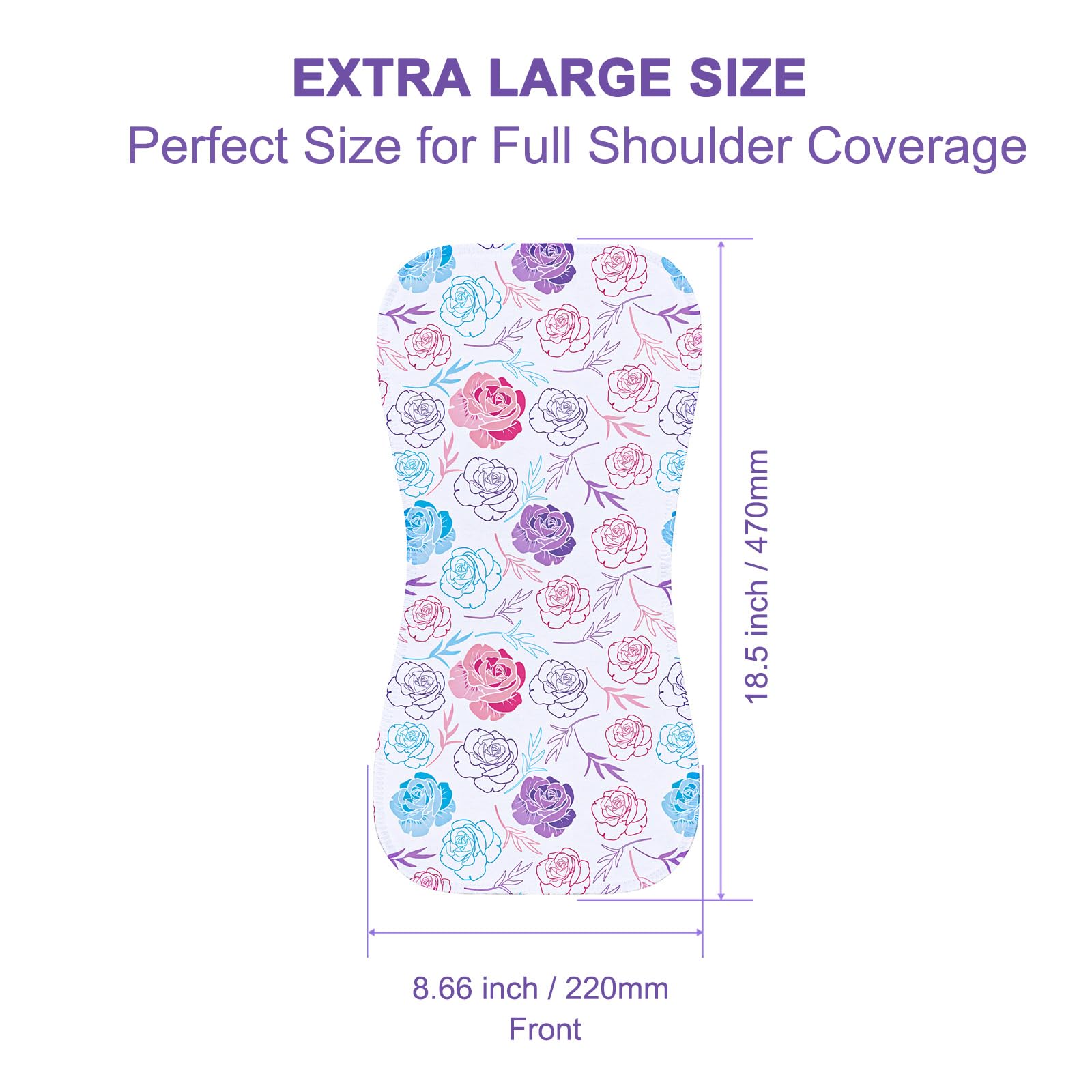 Benoxine burp cloths showing shoulder-coverage figure-8 design for secure fit.