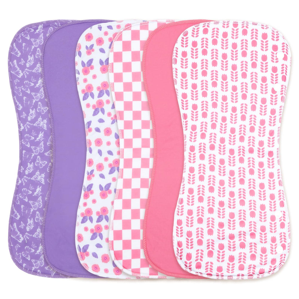 Benoxine burp cloths provide shoulder coverage for clean feeds on the go
