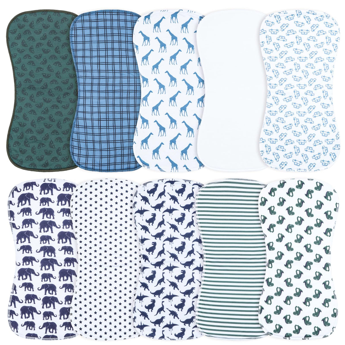Benoxine burp cloths with soft microfiber front for baby-soft skin and fast spill absorption