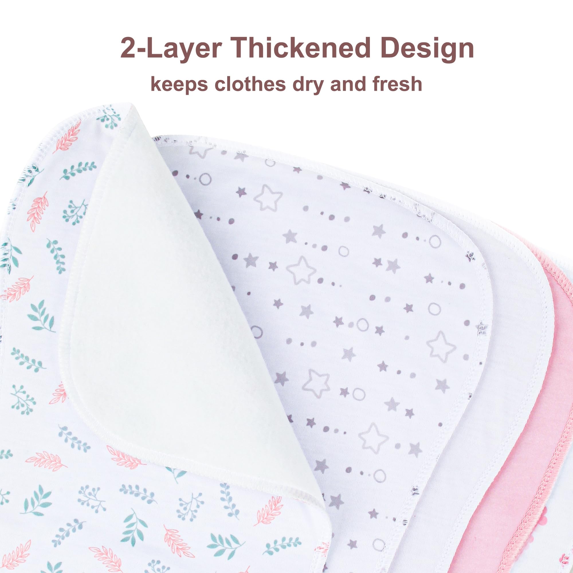 Benoxine burp cloth in figure-8 design provides maximum shoulder coverage.