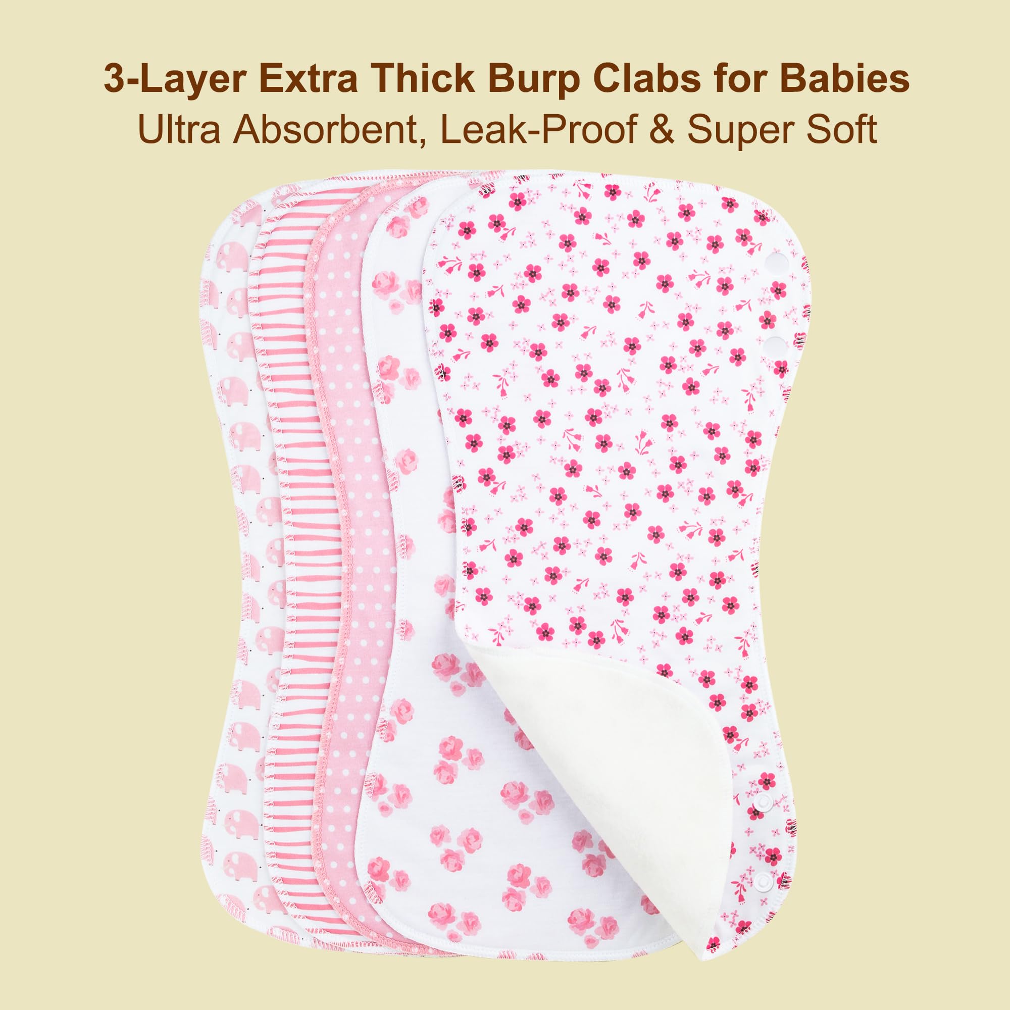 Benoxine large curved burp cloth provides full shoulder coverage.