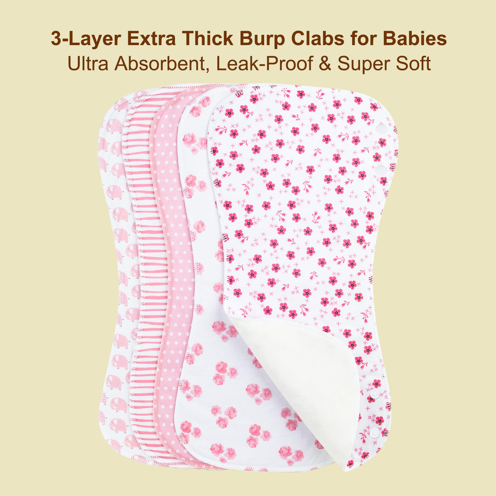 Benoxine large curved burp cloth provides full shoulder coverage.