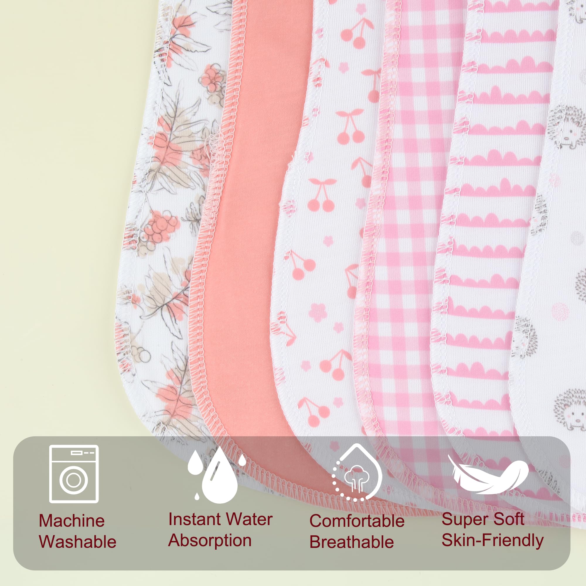 Benoxine three-layer absorbent fabric soaks up spit-up and drool.