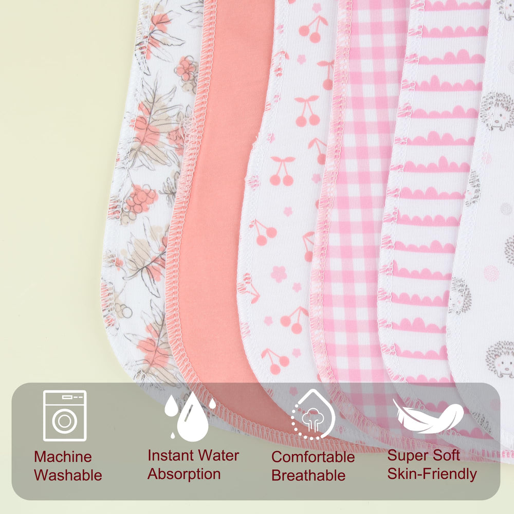 Benoxine three-layer absorbent fabric soaks up spit-up and drool.