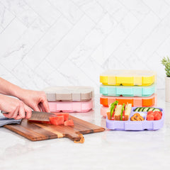 Bentgo Kids Prints Tray open with five visible compartments for prep-ready meals