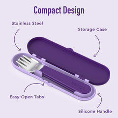 Bentgo Kids utensils shown with dishwasher-safe label for easy cleanup
