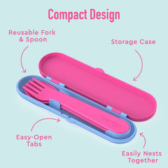 Bentgo Kids utensil case open displaying two-piece set.