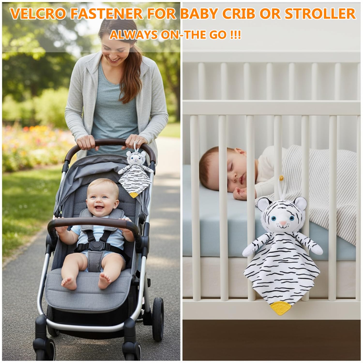 BEREST secure Velcro strap – easy attachment to strollers and cribs.