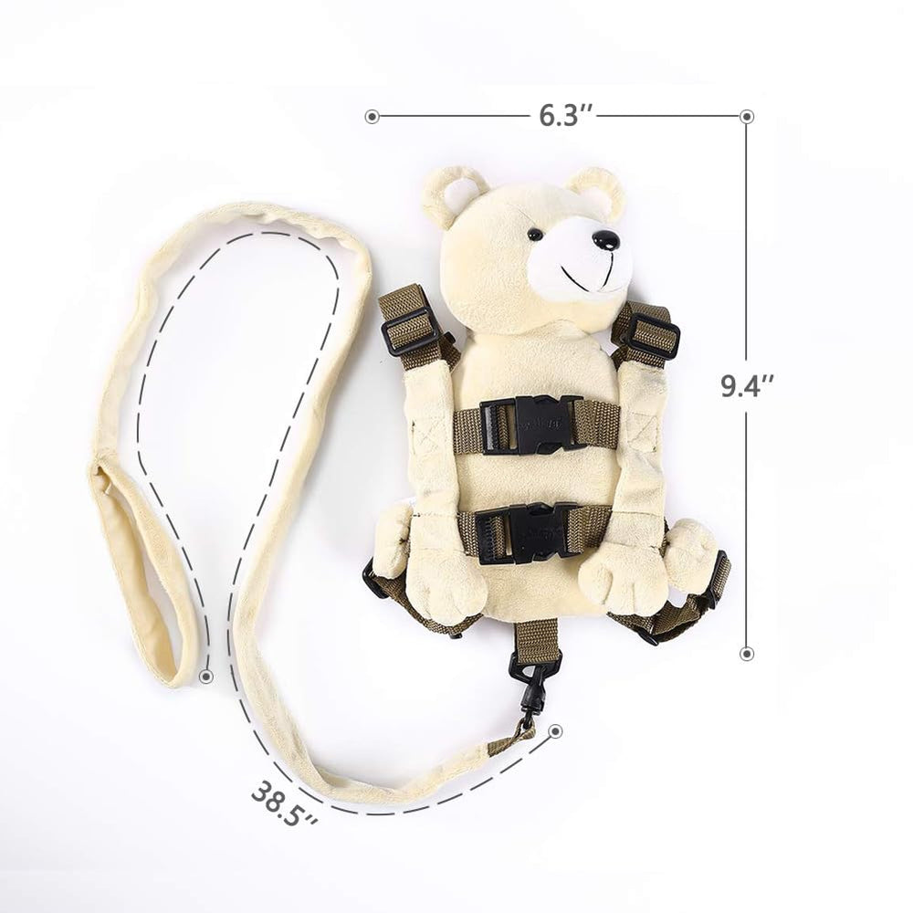 Berhapy bear backpack worn by toddler highlights a fun, secure walking experience.