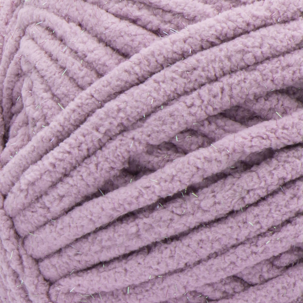 Bernat Baby Blanket Sparkle Planetary Purple Sparkle yarn spool ideal for quick, sparkle rich home projects