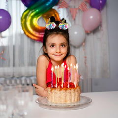 BESALECK baby girl hair clip set featuring 4th birthday gold glitter bows.