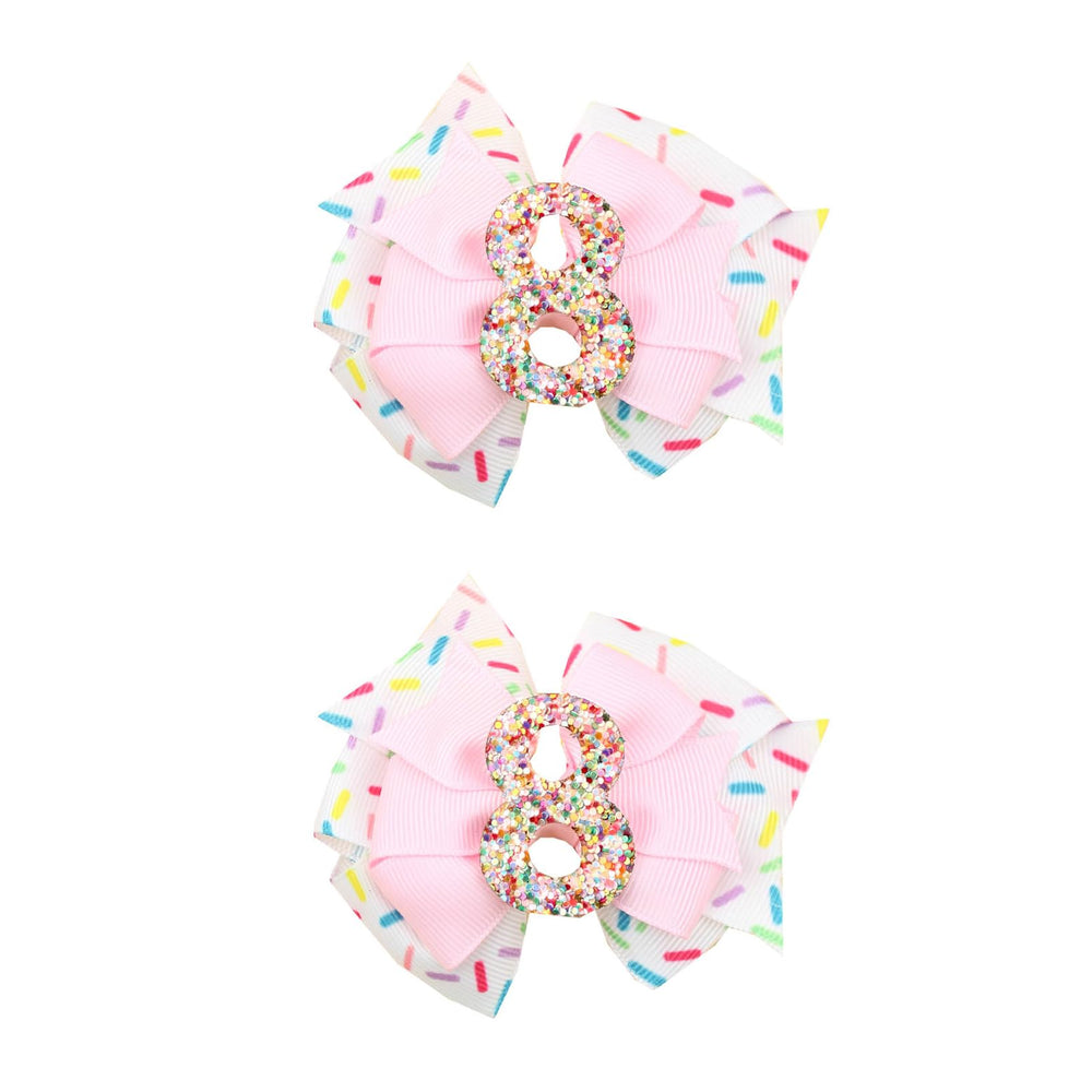 BESALECK birthday hair bow with ice cream pink clip adds sparkle for a princess party