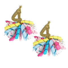 BESALECK birthday hair clips with curly ribbon and gold number bow for party-ready styling.