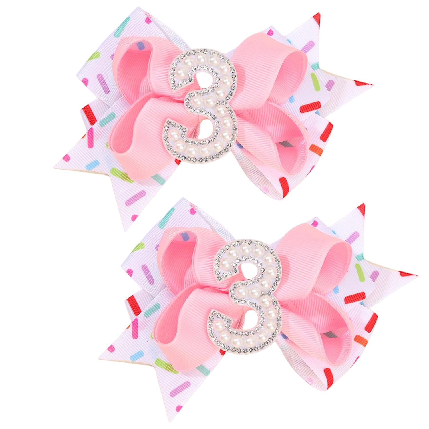 Besaleck pink birthday pearl bow clip set for two-piece festive looks