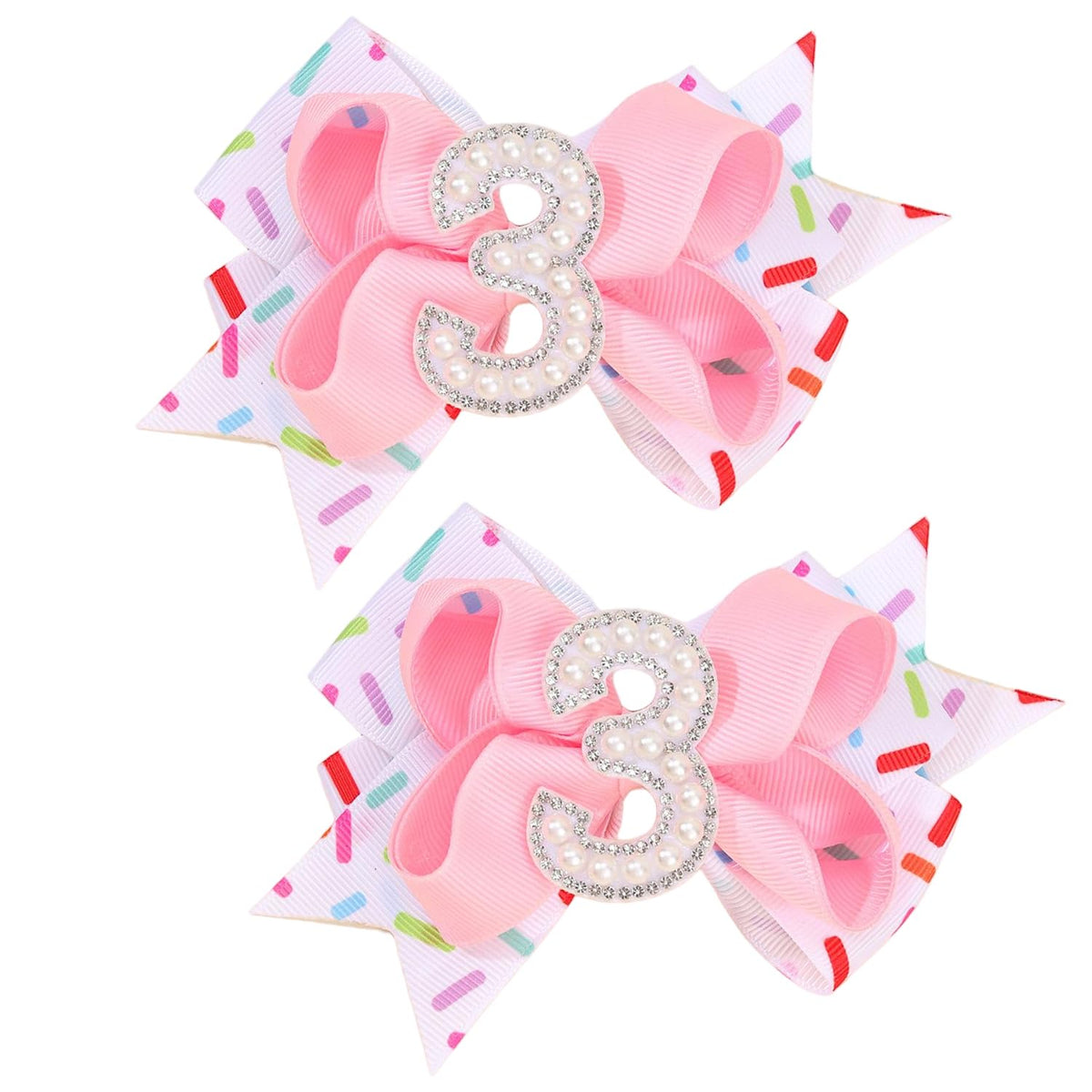 Besaleck pink birthday pearl bow clip set for two-piece festive looks