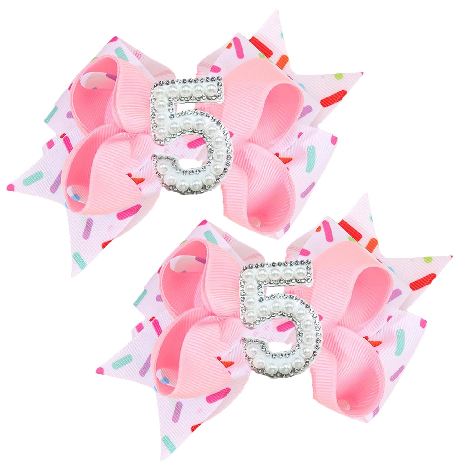BESALECK birthday pearl hair bow clip in pink, perfect for baby girls' party photos.