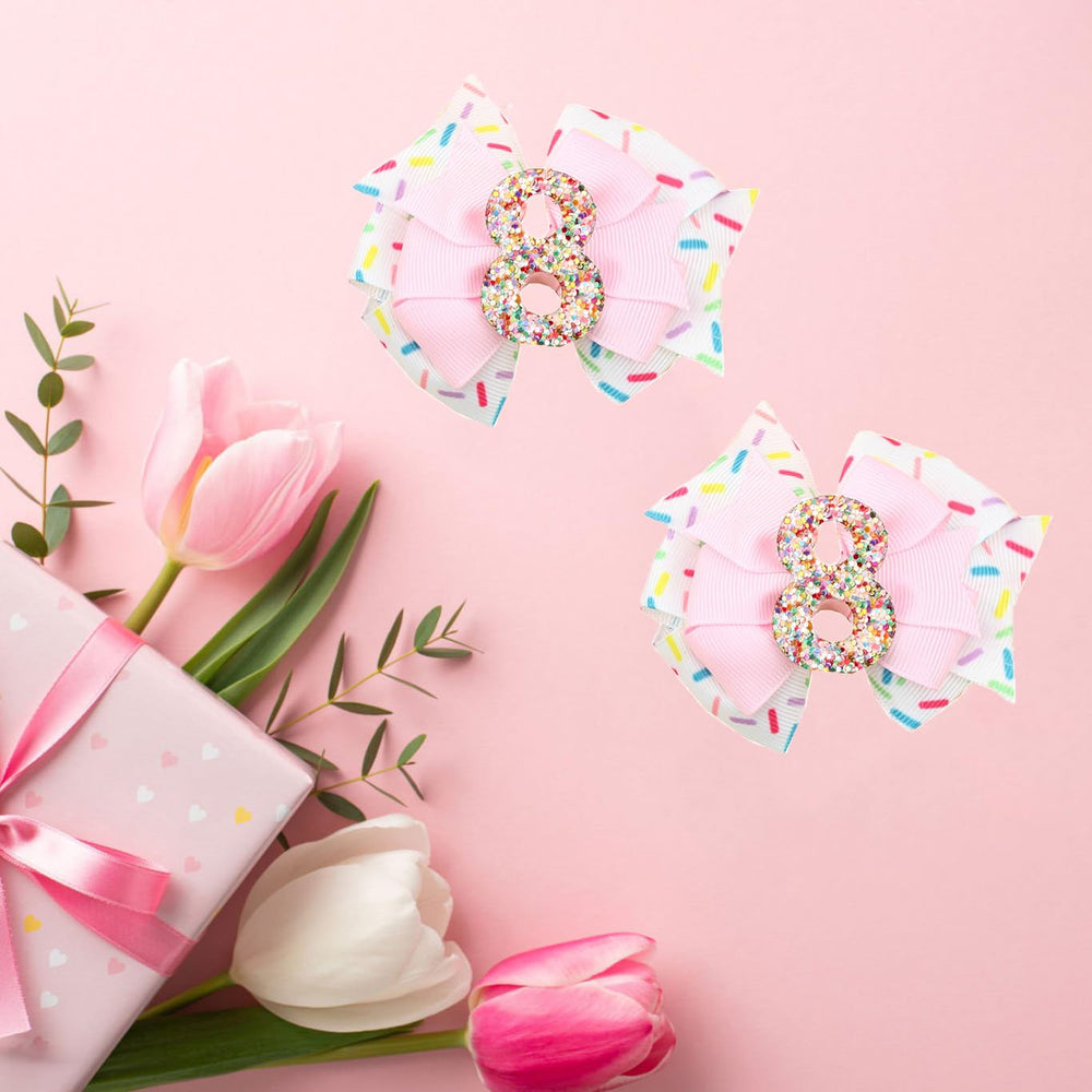 BESALECK glitter center 8 number hair clip keeps attention on birthday celebrations
