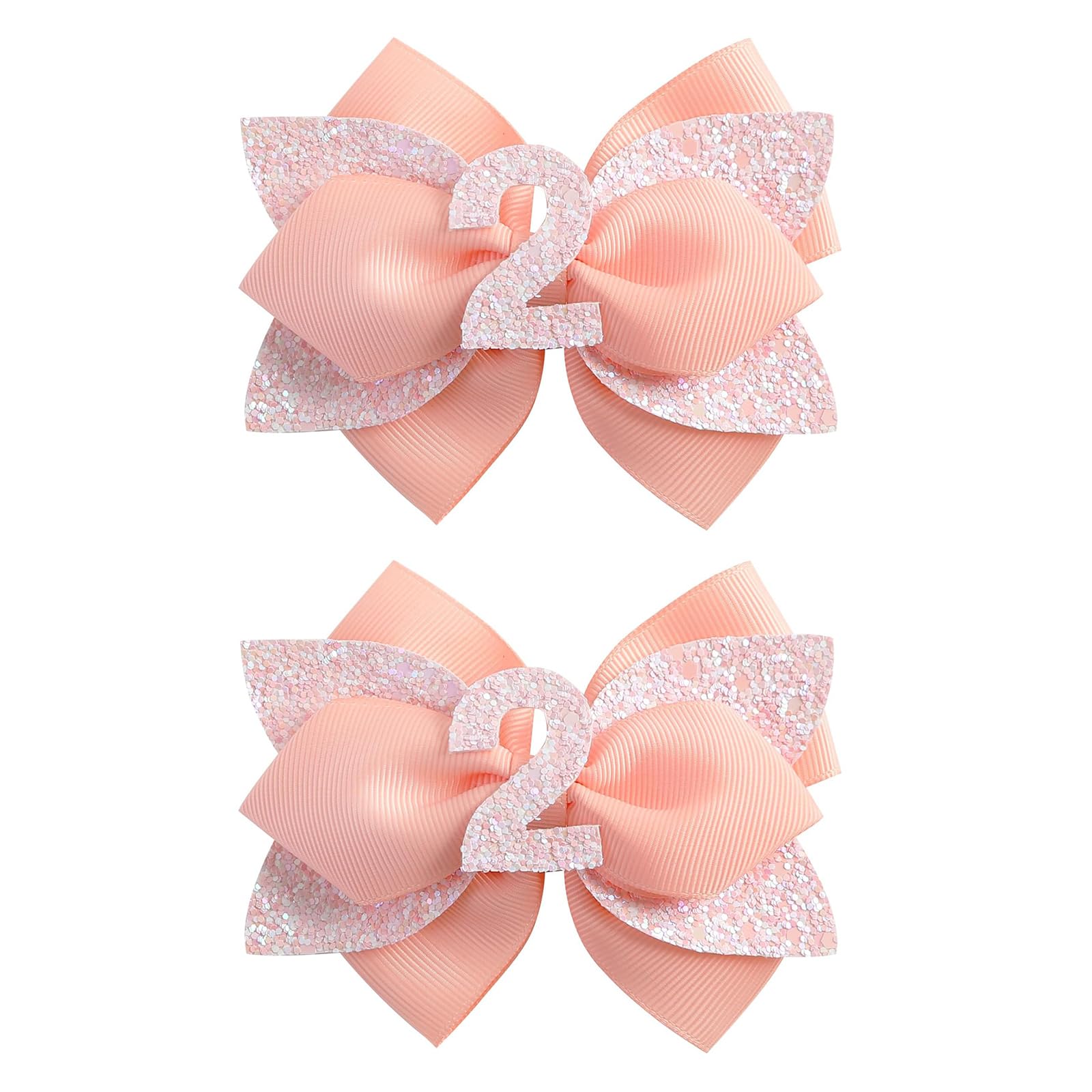 Besaleck pink birthday hair bow 2-pack for baby girls, cute for photos.