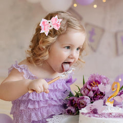 Besaleck pink pearl bow with number 3 center for cute birthday styling