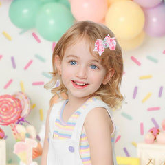 BESALECK pink sparkly hair bow with number five centers a cute milestone look.