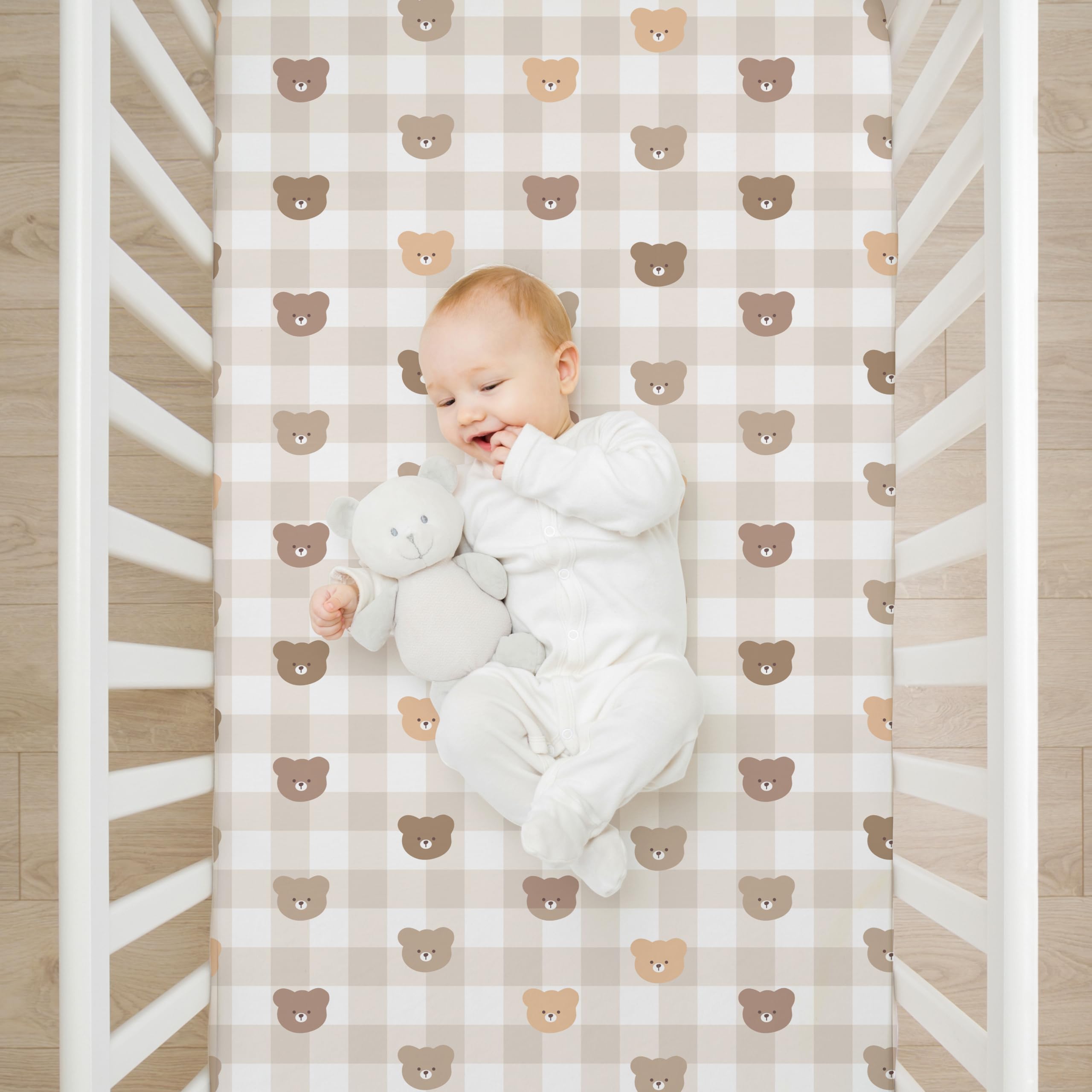 Besaomeom bears clouds crib sheet with soft textures for restful nights