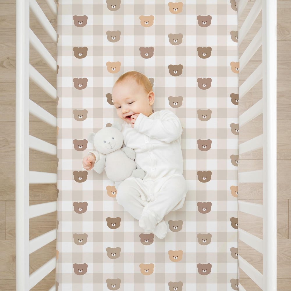 Besaomeom bears clouds crib sheet with soft textures for restful nights