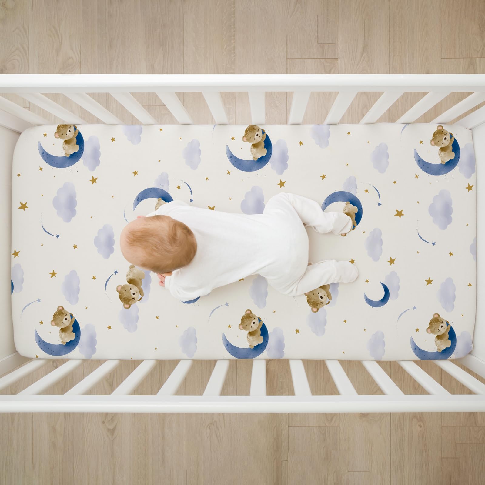 Besaomeom bears print crib sheet features cheerful design for curiosity