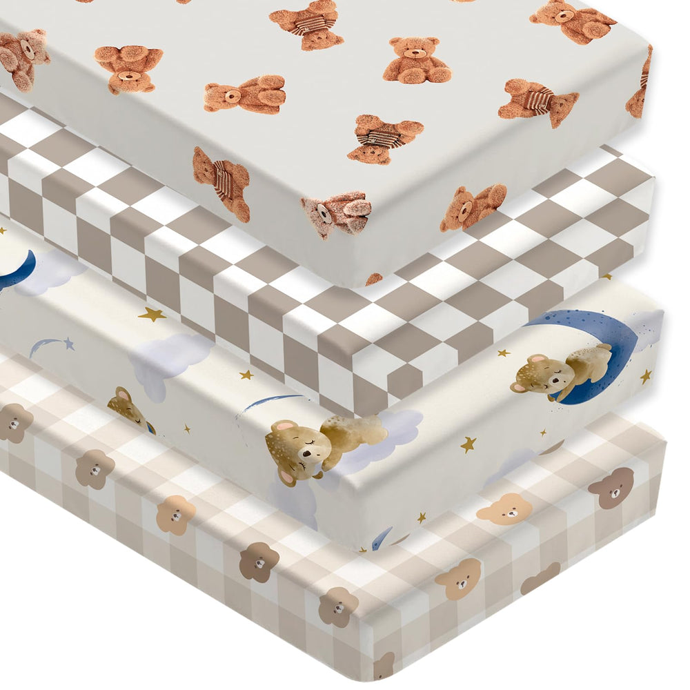 Besaomeom teddy bear crib sheet with plush teddy print for cozy naps
