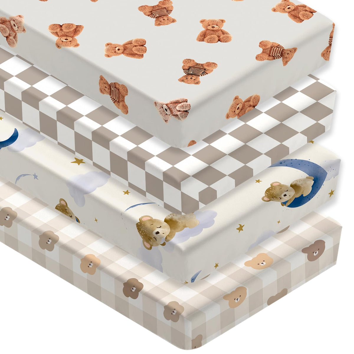 Besaomeom teddy bear crib sheet with plush teddy print for cozy naps