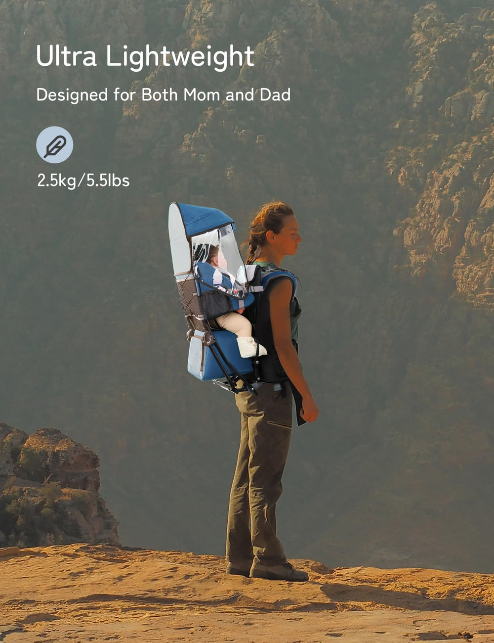 Besrey baby backpack carrier adjustable straps and waist belt distribute weight evenly.
