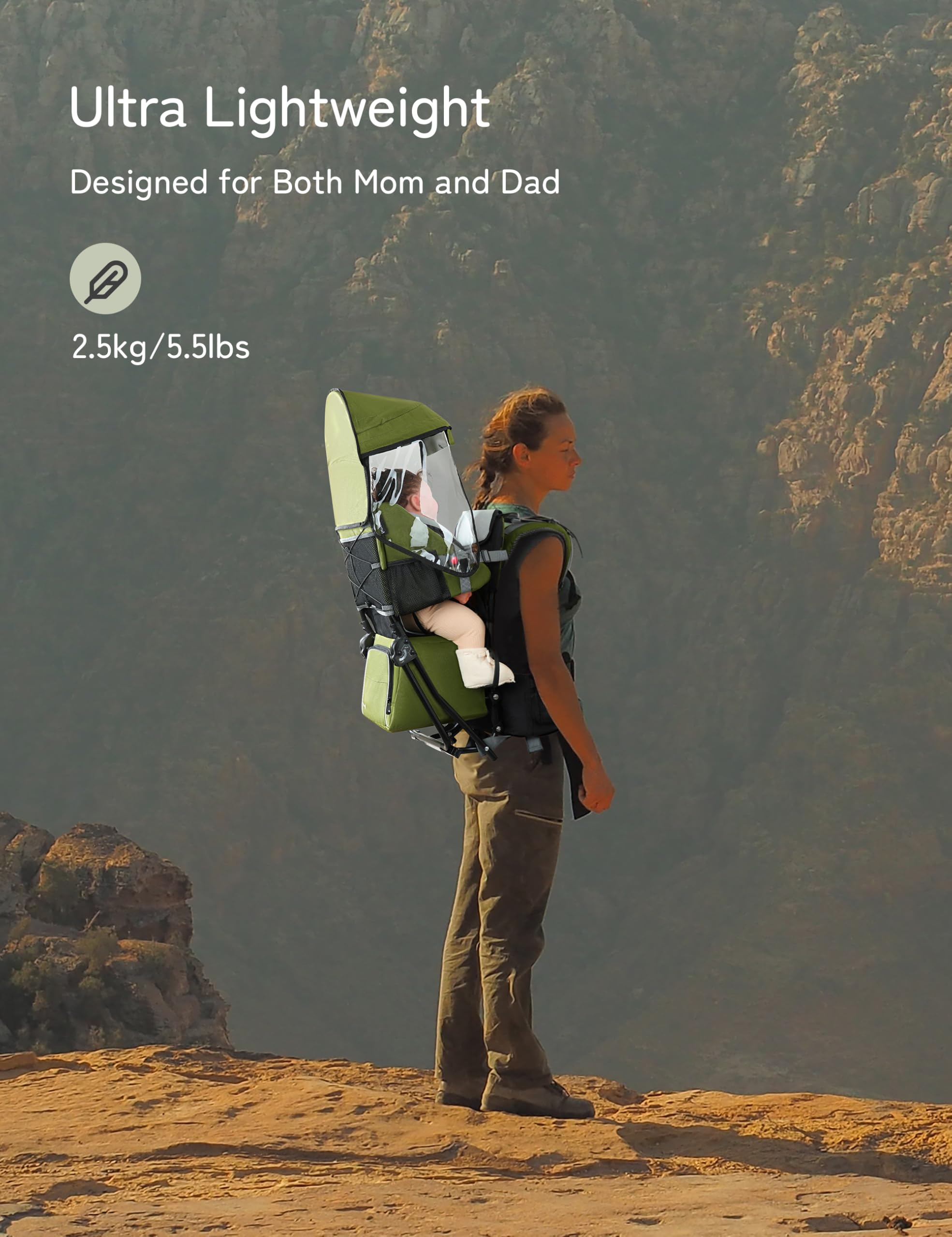 Besrey army-green carrier, foldable frame demonstrated for easy packing and transport.