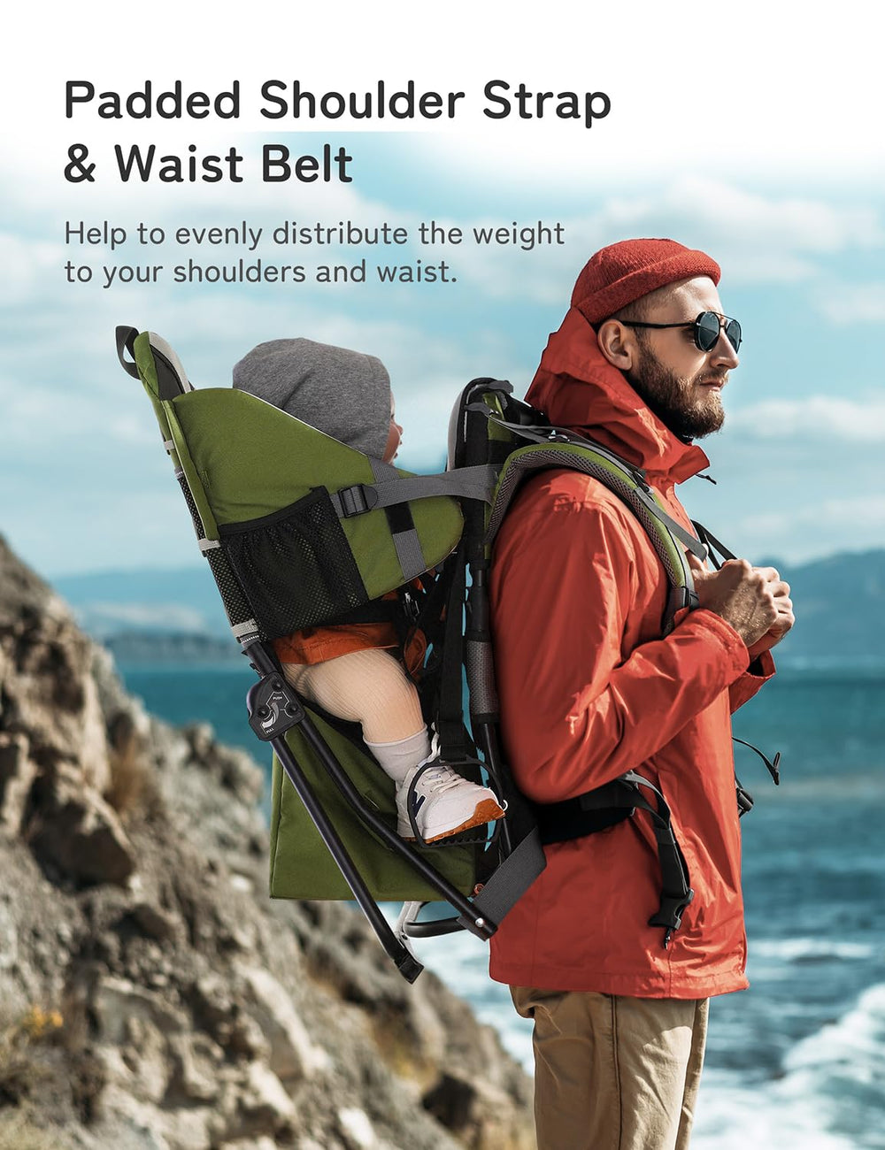 Besrey carrier in army green, side view highlights adjustable straps for a comfortable fit.