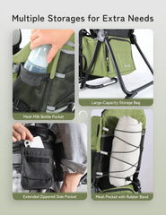 Besrey army green, sunshade extended for protection against sun and wind.
