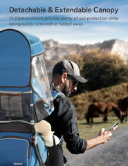 Besrey baby backpack carrier back view highlighting ergonomic support for parents.