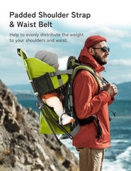 Besrey baby backpack carrier side view showing ergonomic straps for balanced weight