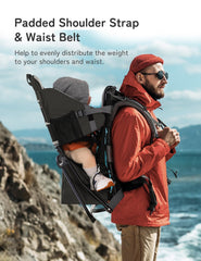 Besrey Baby Backpack Carrier side view left highlights adjustable straps for a comfortable fit