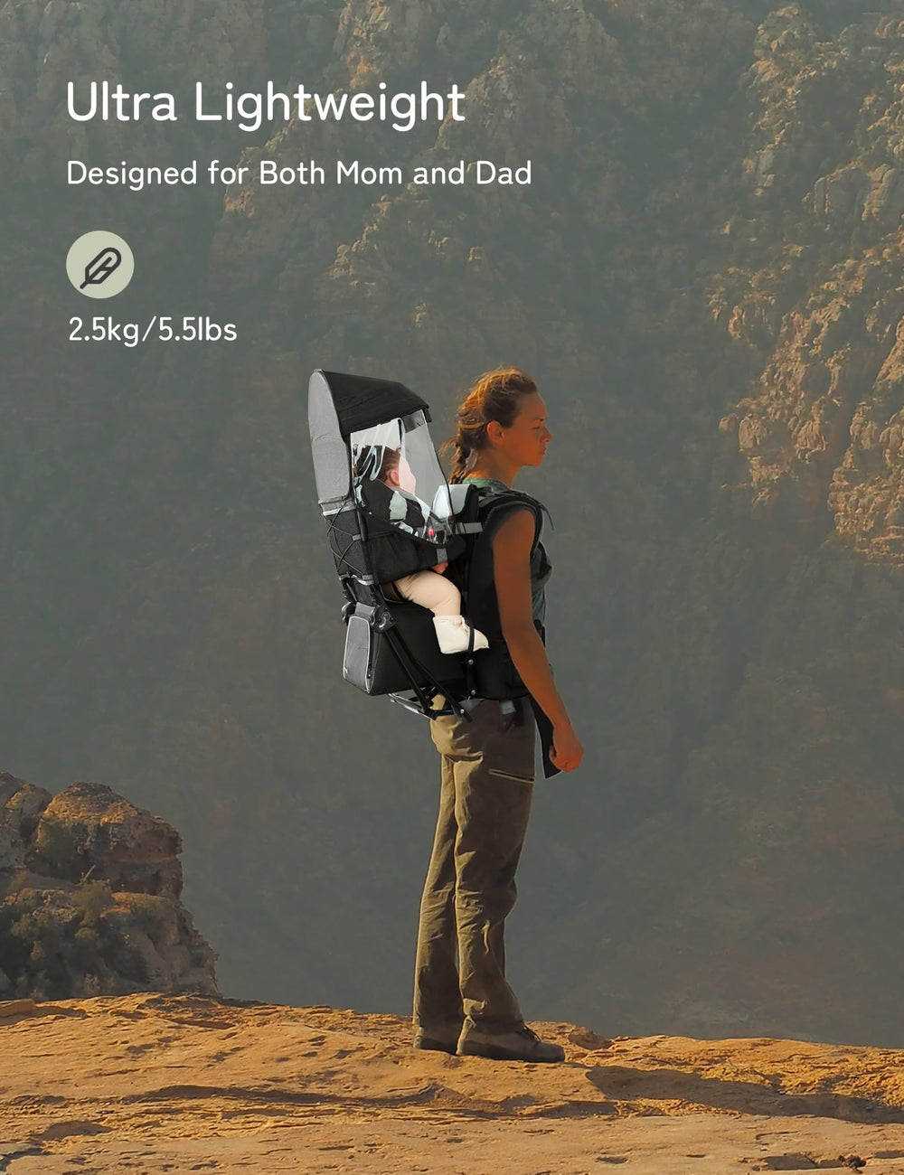 Besrey Baby Backpack Carrier side view right demonstrates easy access and weight distribution