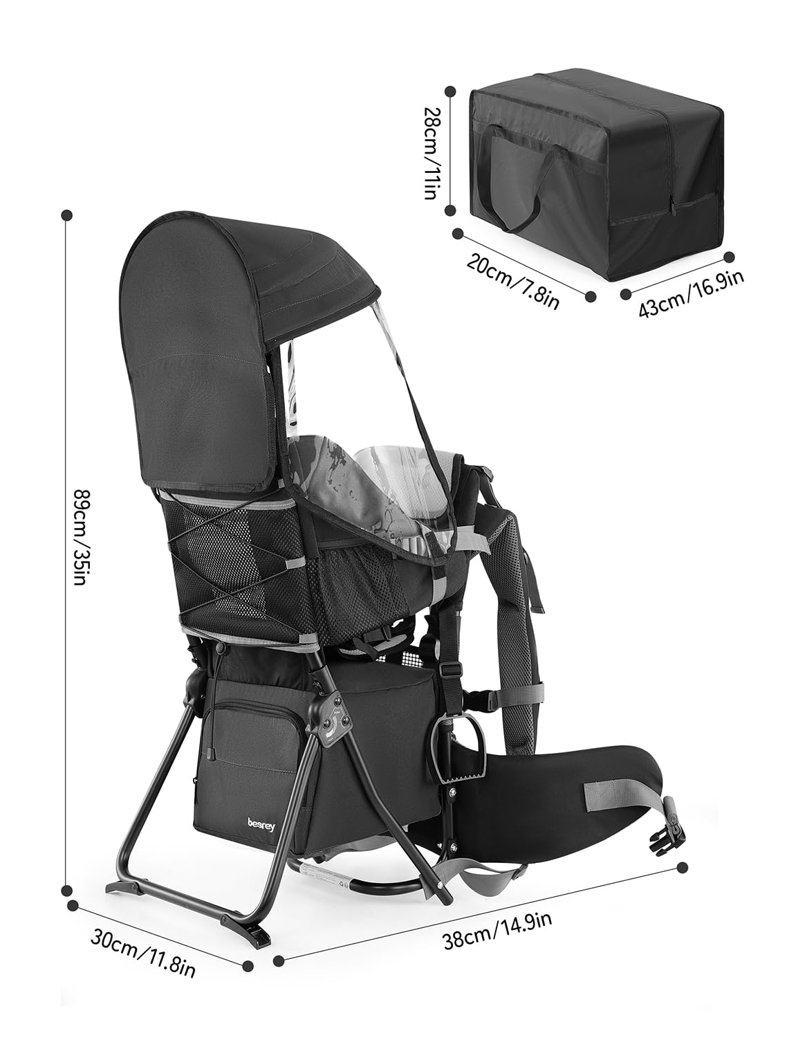 Besrey Baby Backpack Carrier washable drool pad offers clean resting surface