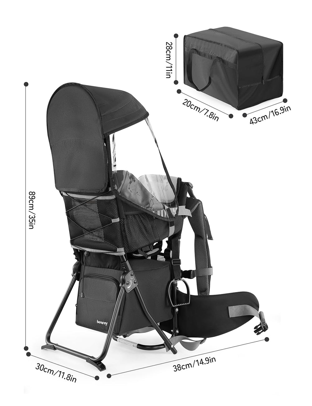 Besrey Baby Backpack Carrier washable drool pad offers clean resting surface