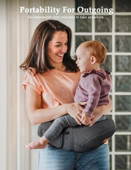 Besrey Baby Hip Carrier side view highlighting weight distribution for comfort.