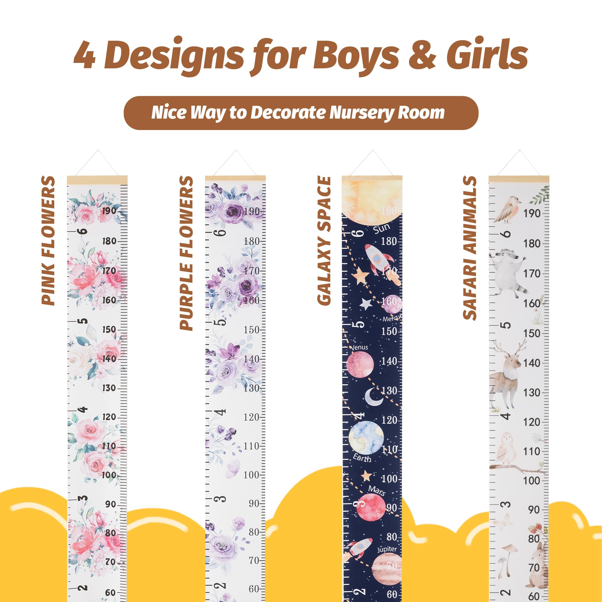 BESSLEE wall-friendly fabric reduces wall marks while updating height measurements.