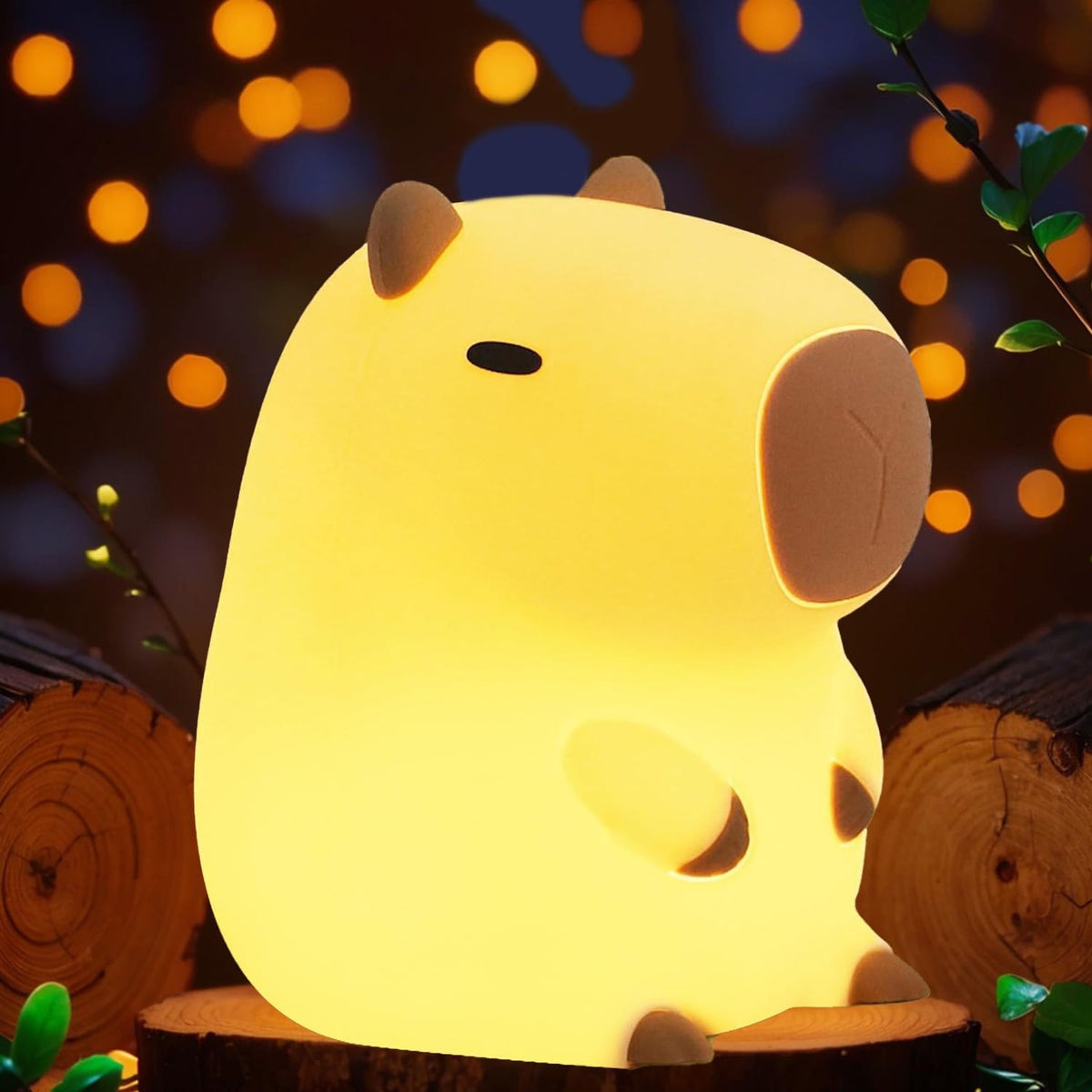Bestfaith capybara night light front view with warm bedtime glow