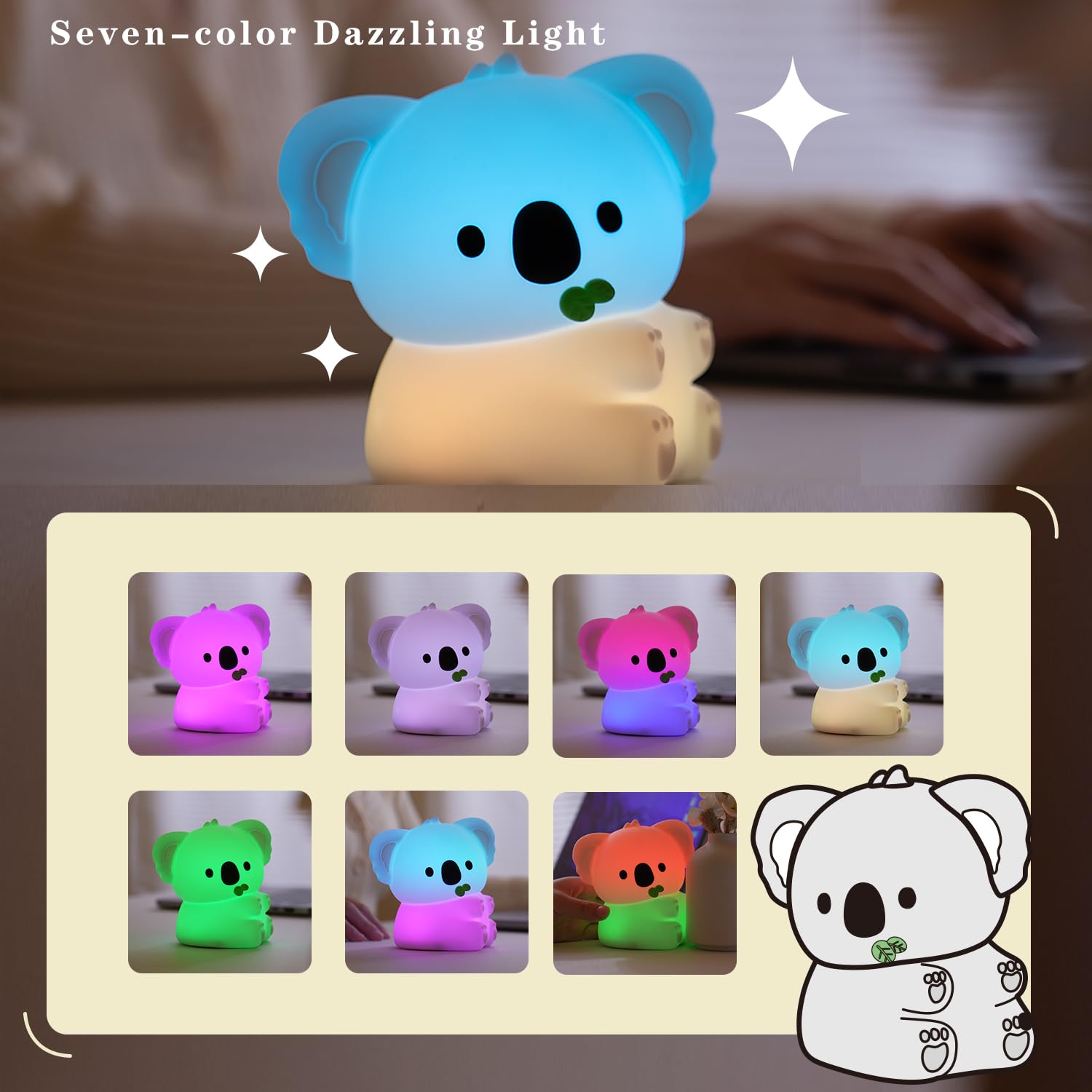 Bestfaith Koala night light color-change mode adds playful ambiance.