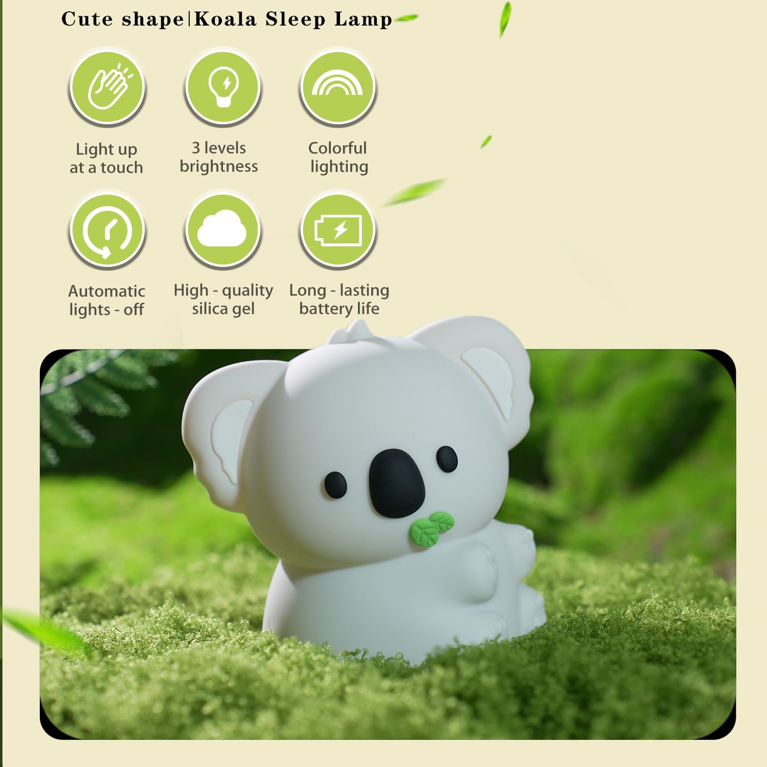 Bestfaith Koala night light dimmed settings for cozy reading.