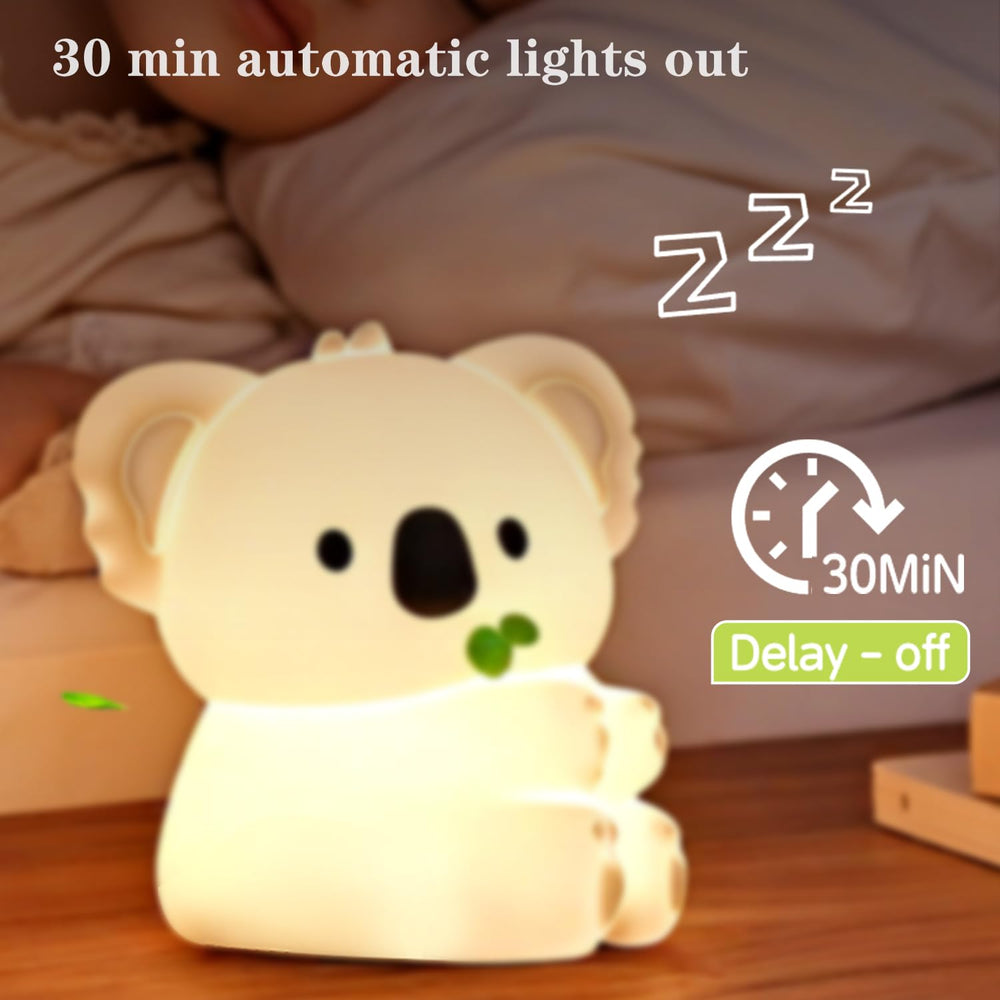Bestfaith Koala night light charges via USB for cordless use.