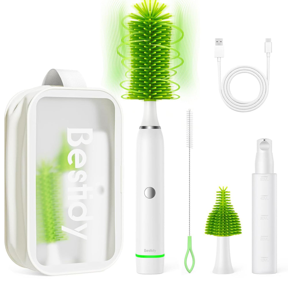 Bestidy electric bottle cleaner with 360° rotation for quick bottle cleaning