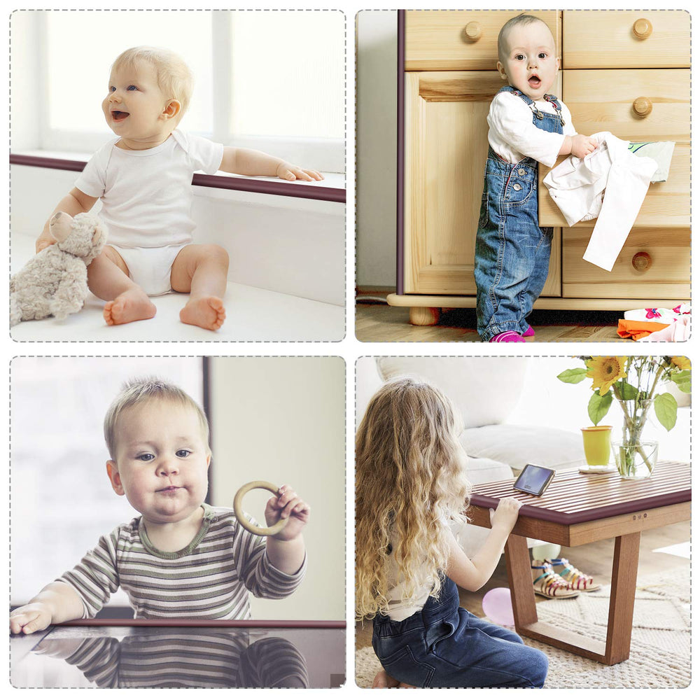 Bestore edge protector on a coffee table, creating a safer play area.
