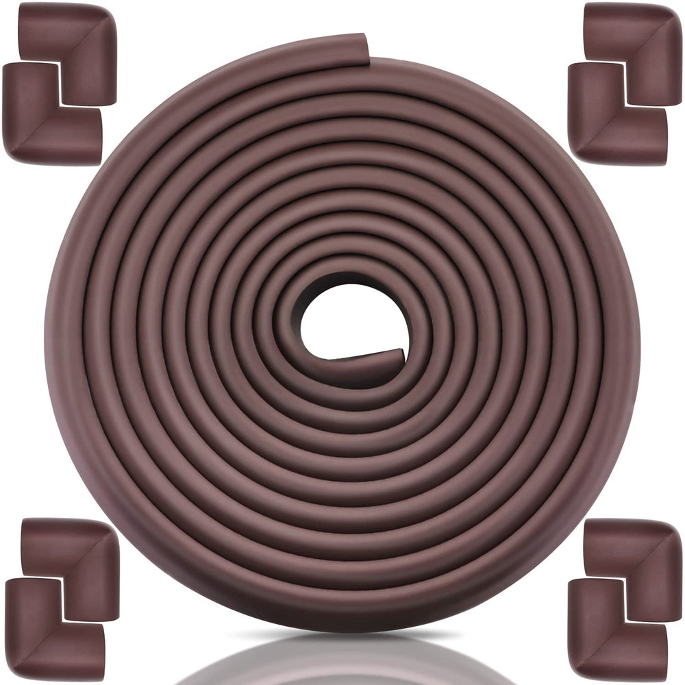 Bestore edge corner protector on a wood table corner with soft foam cushioning for safety.